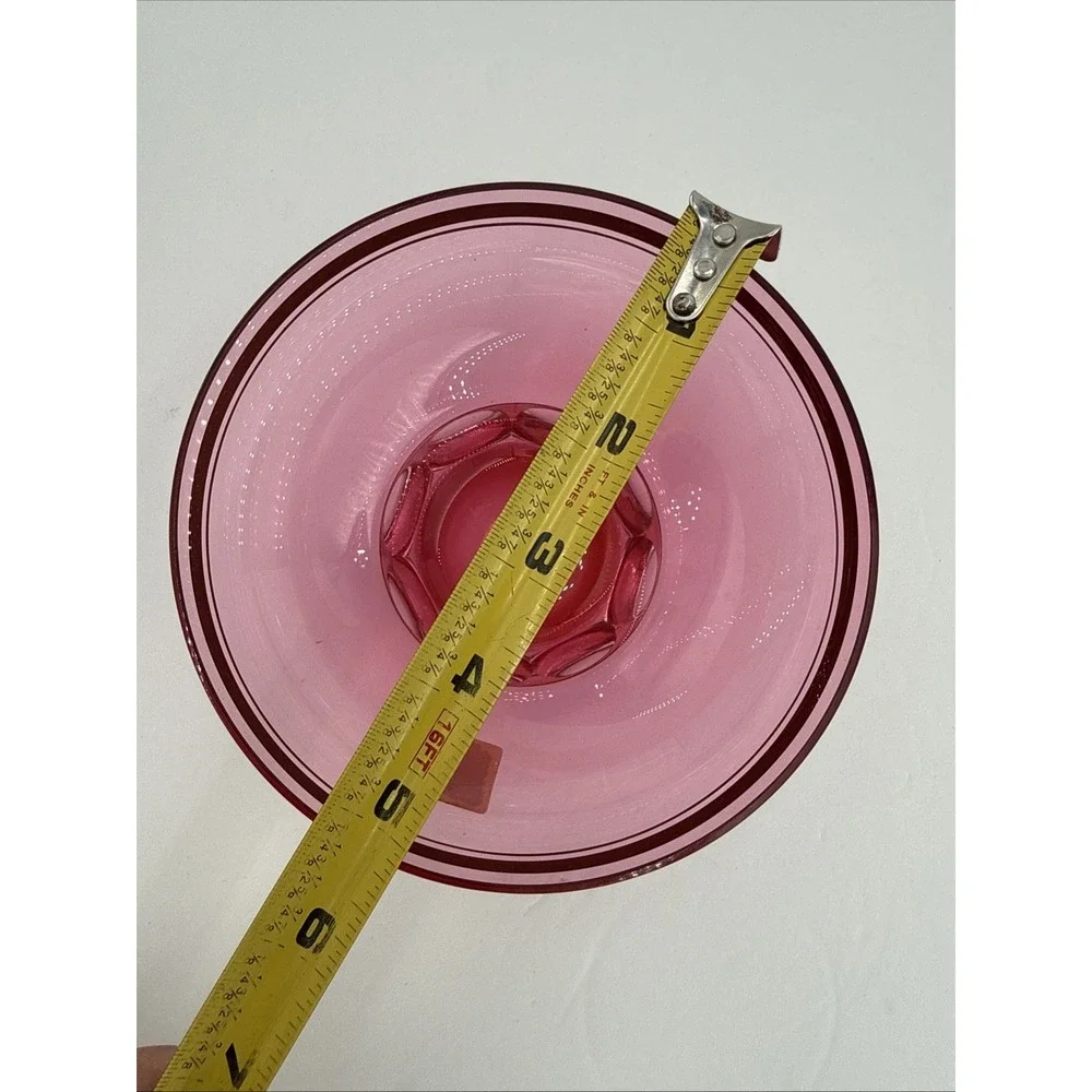 VTG Theresienthal Germany Cranberry‎ Crystal Footed Bowl Gold Gilt